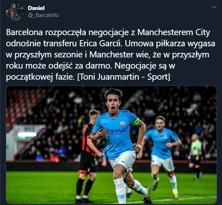 Barca chce ściągnąć młody talent z Manchesteru City!